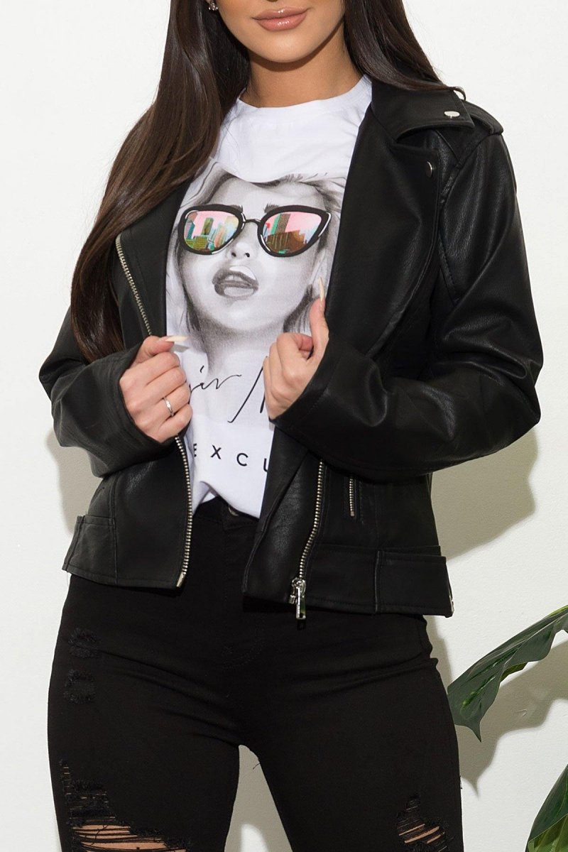 Hilliard-Always Classy Faux Leather Jacket Black